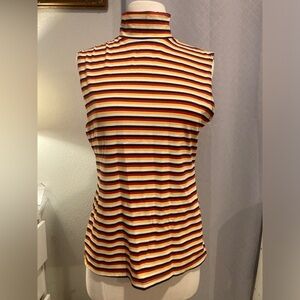 EXPRESS TRICOT-Striped Sleeveless Turtleneck Top